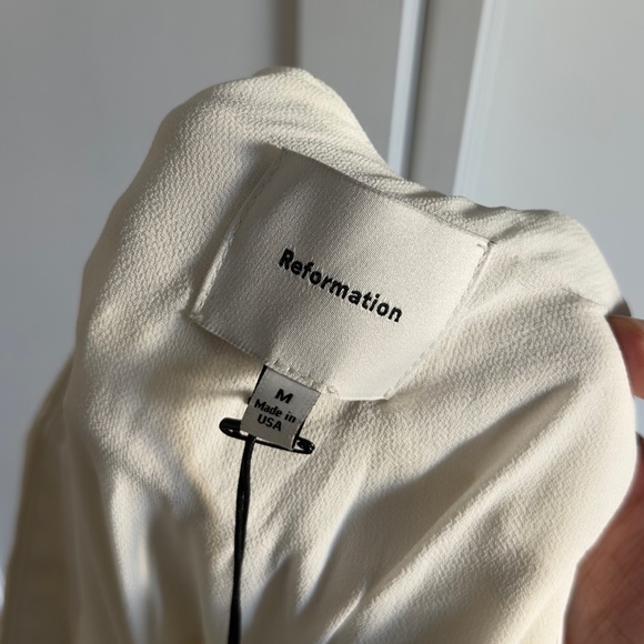 Reformation Oren Silk Dress in Ivory Bridal Silk Size Medium